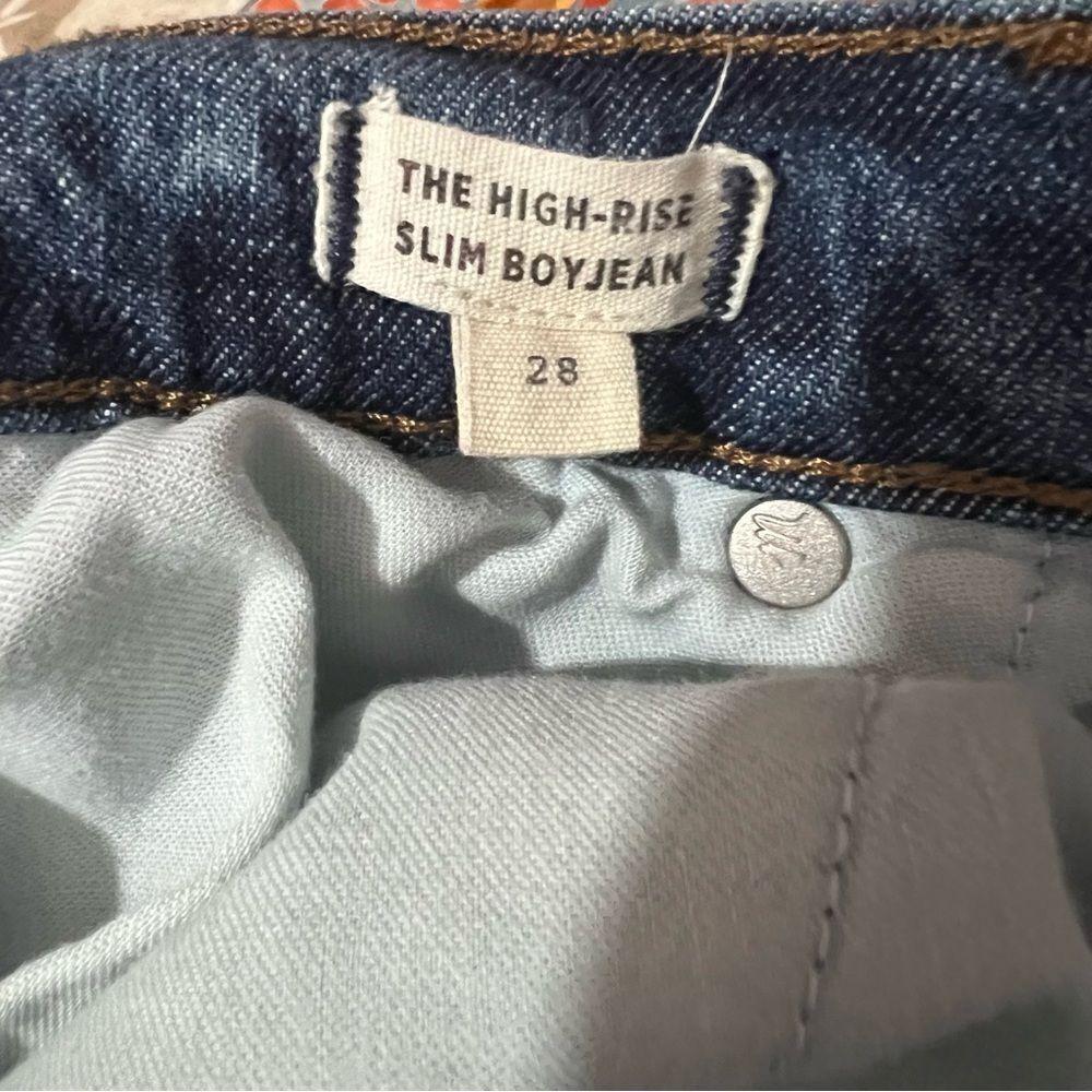 Madewell The High Rise Slim Boyjean Denim Dark Was Blue Women’s Jeans Sz 28 - Picture 11 of 13